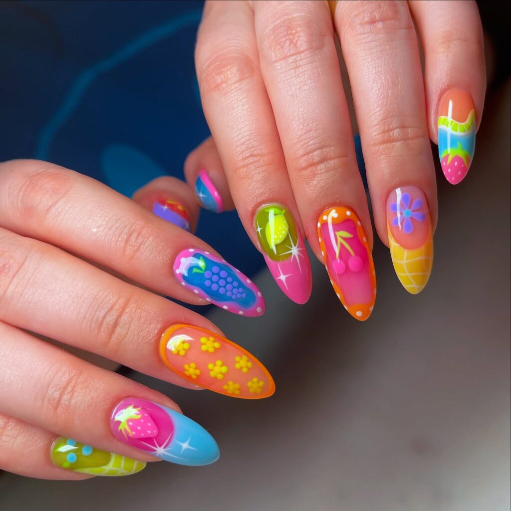 colorful beach nails