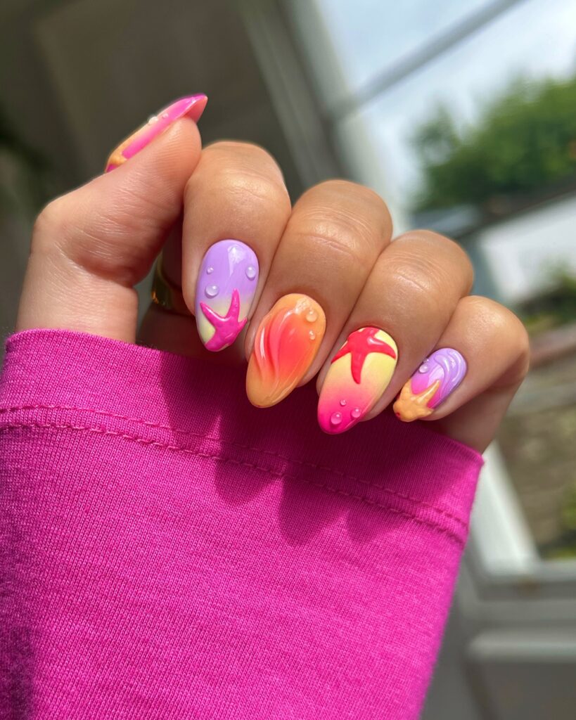 colorful beach nails