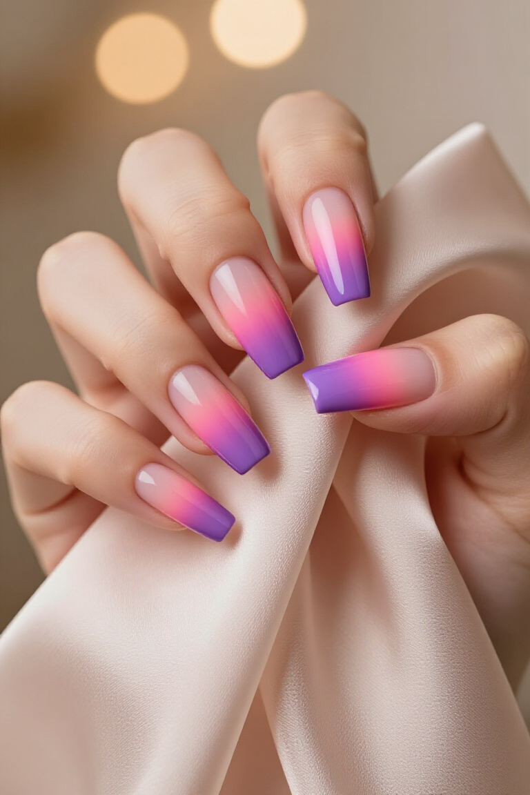 Vibrant Sunset Ombre Nails - Ombre nail