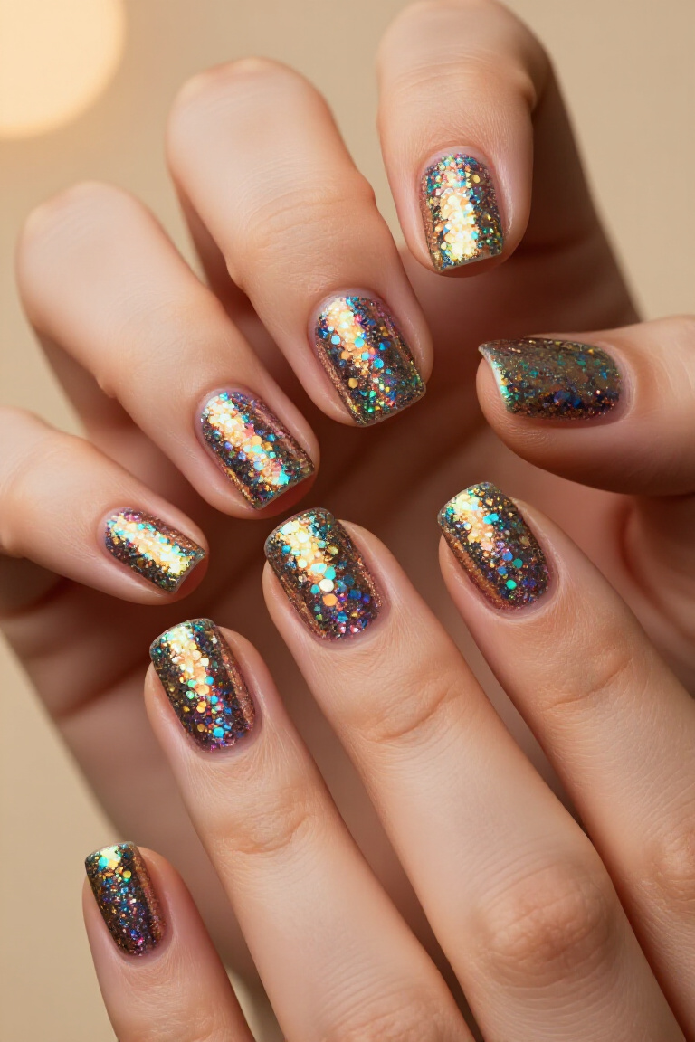 Edgy Black and Gold Party Nails - party nail