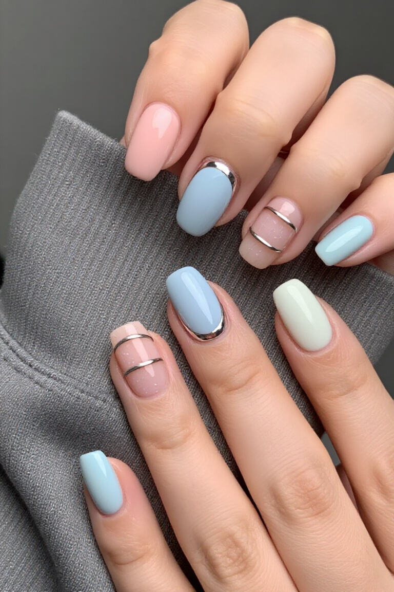 Mixed Pastel Short Summer Nails Pastel - short summer nails pastel