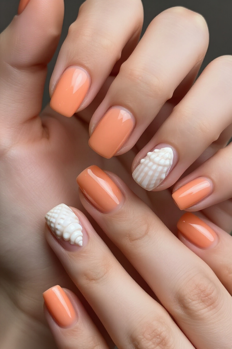 Coral Charm - short summer nails pastel