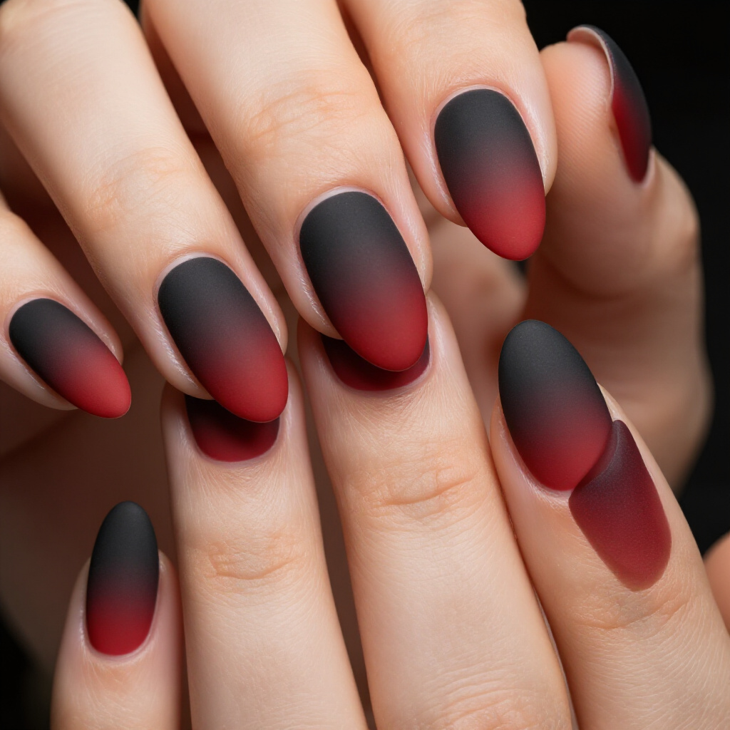 Black to red ombre nails - ombre nail