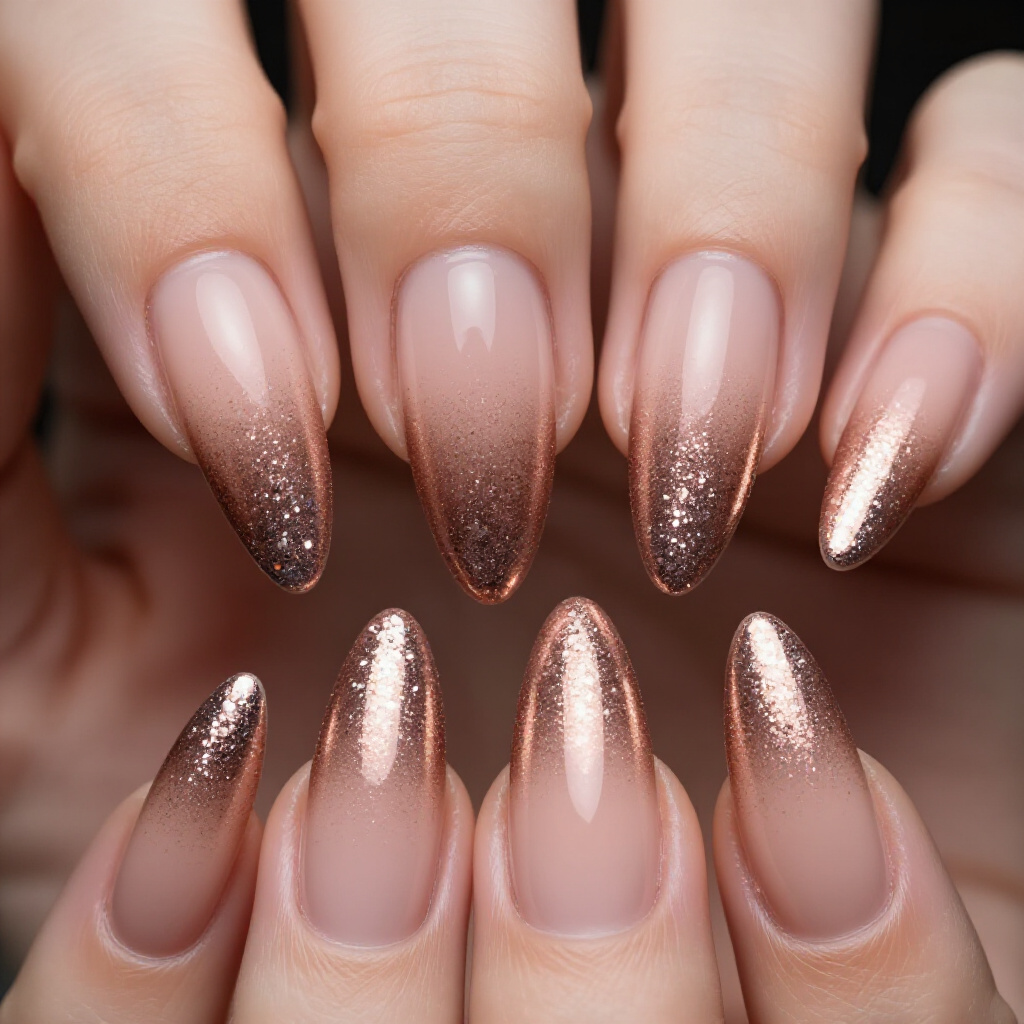 Rose gold glitter ombre nails - ombre nail
