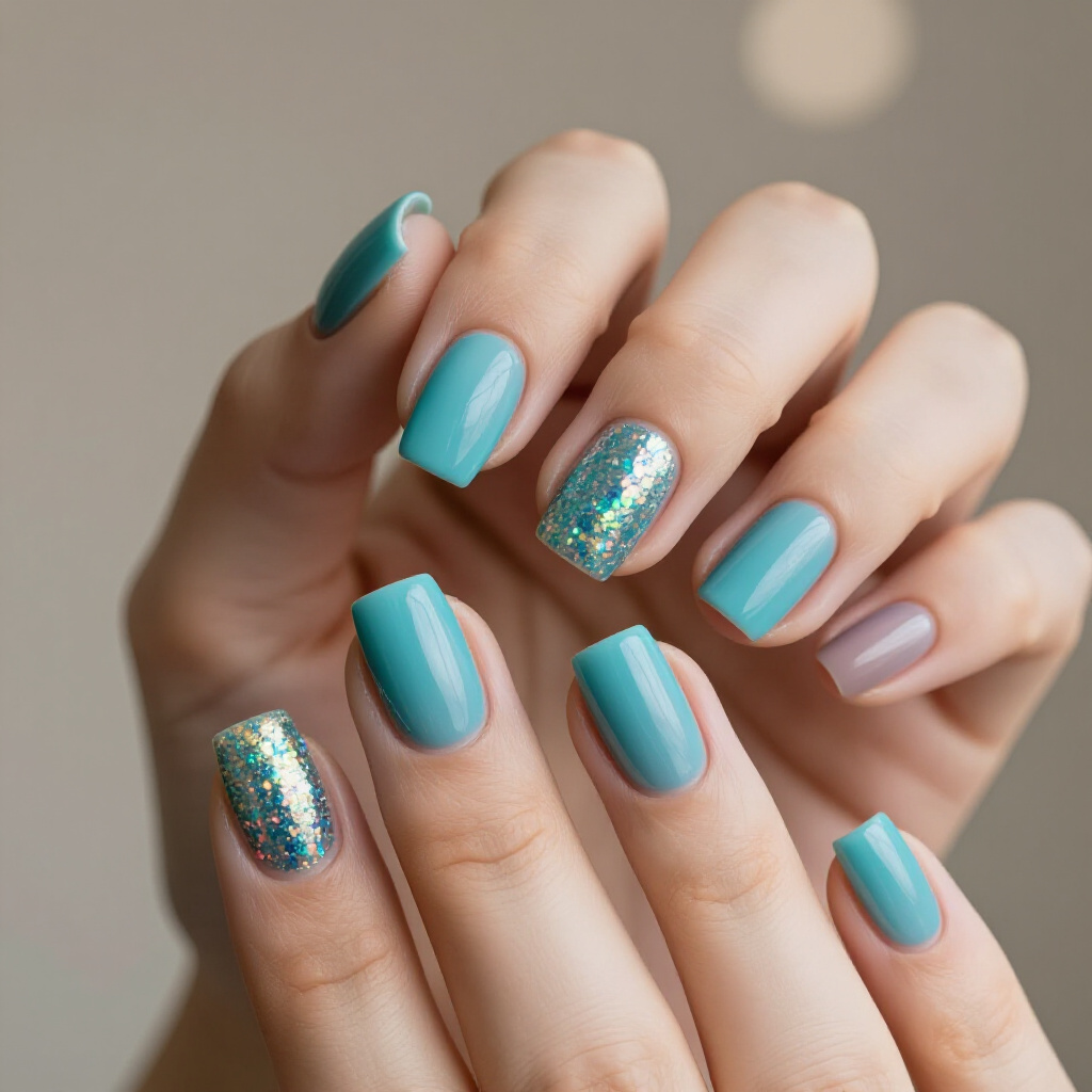 Blue turquoise ombre nails - ombre nail