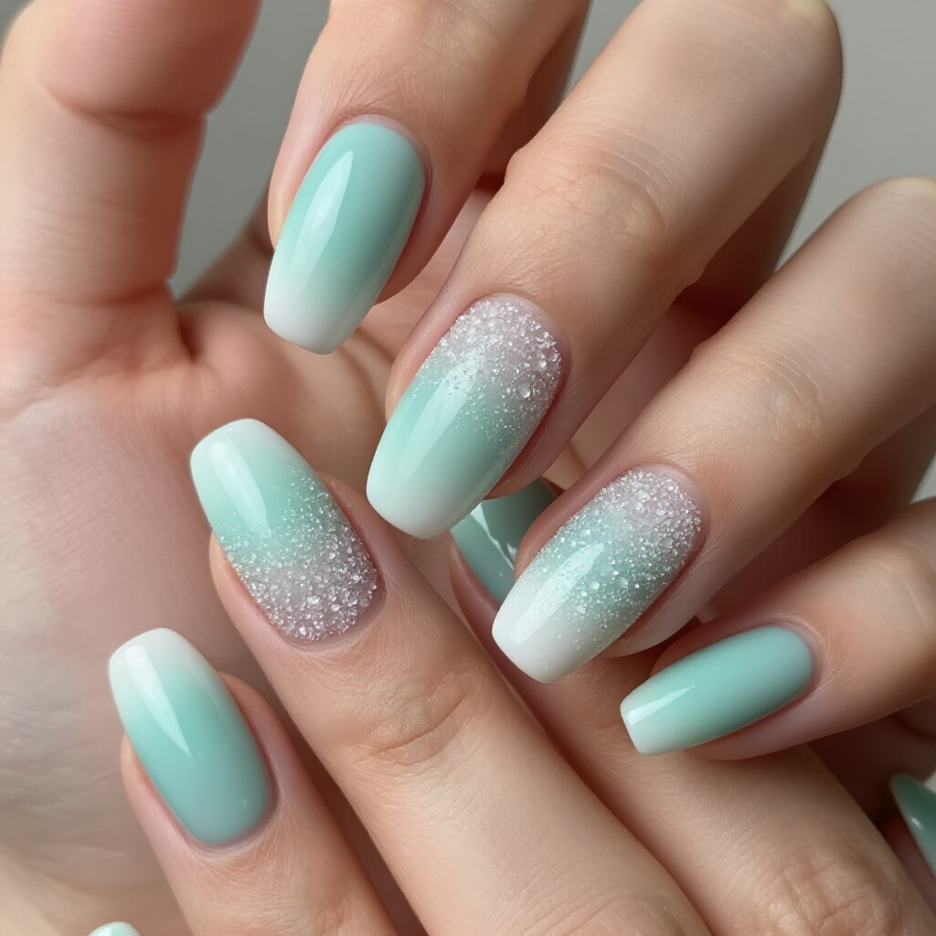 Coral sunset ombre nails - ombre nail