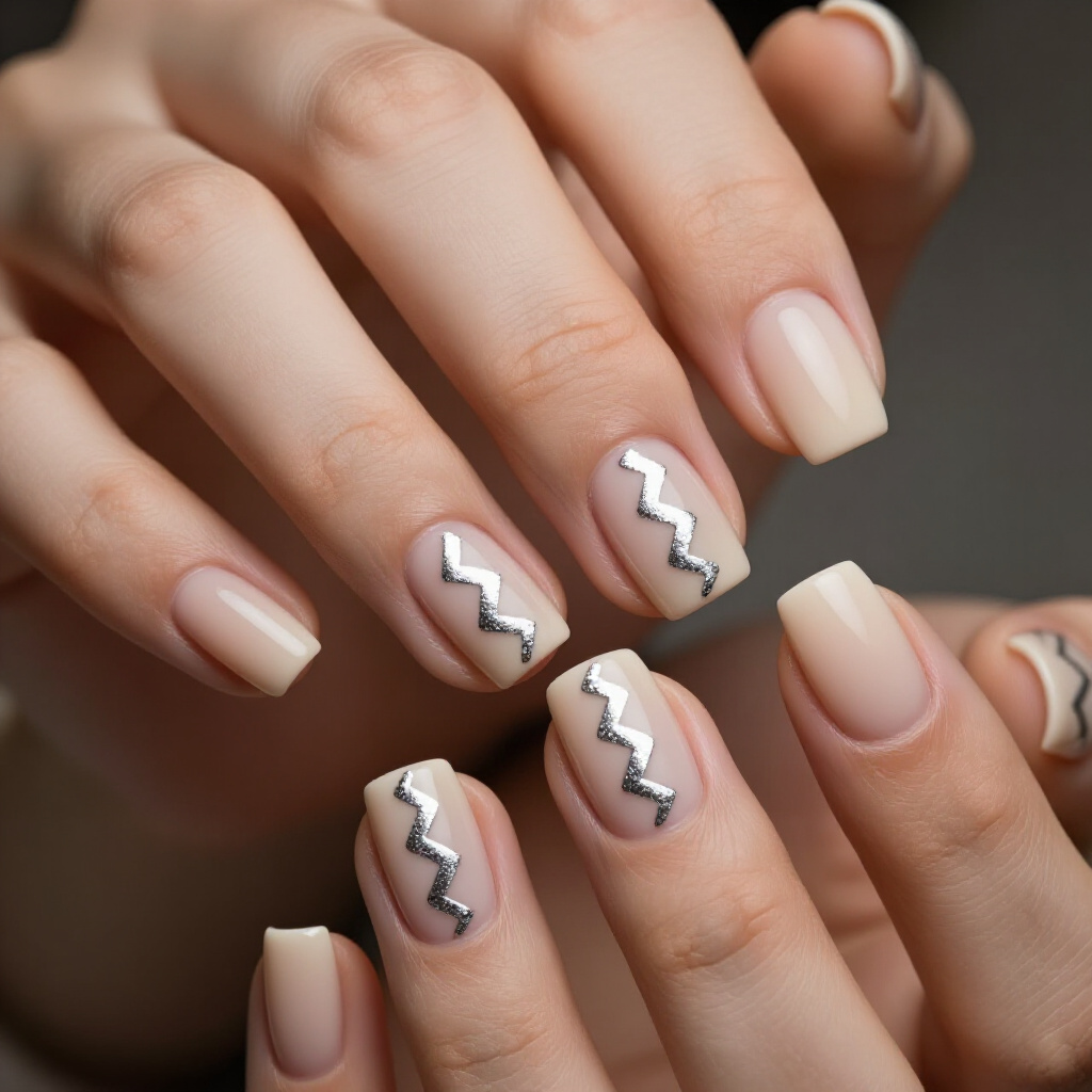 Monochromatic Magic: Chic Short Abstract Nails in a Single Hue - short abstract nails