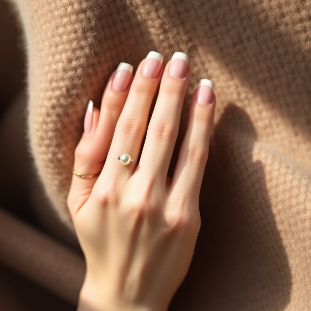 The quintessential classic French: crisp white tips on a sheer nude base, embodying ultimate sophistication.