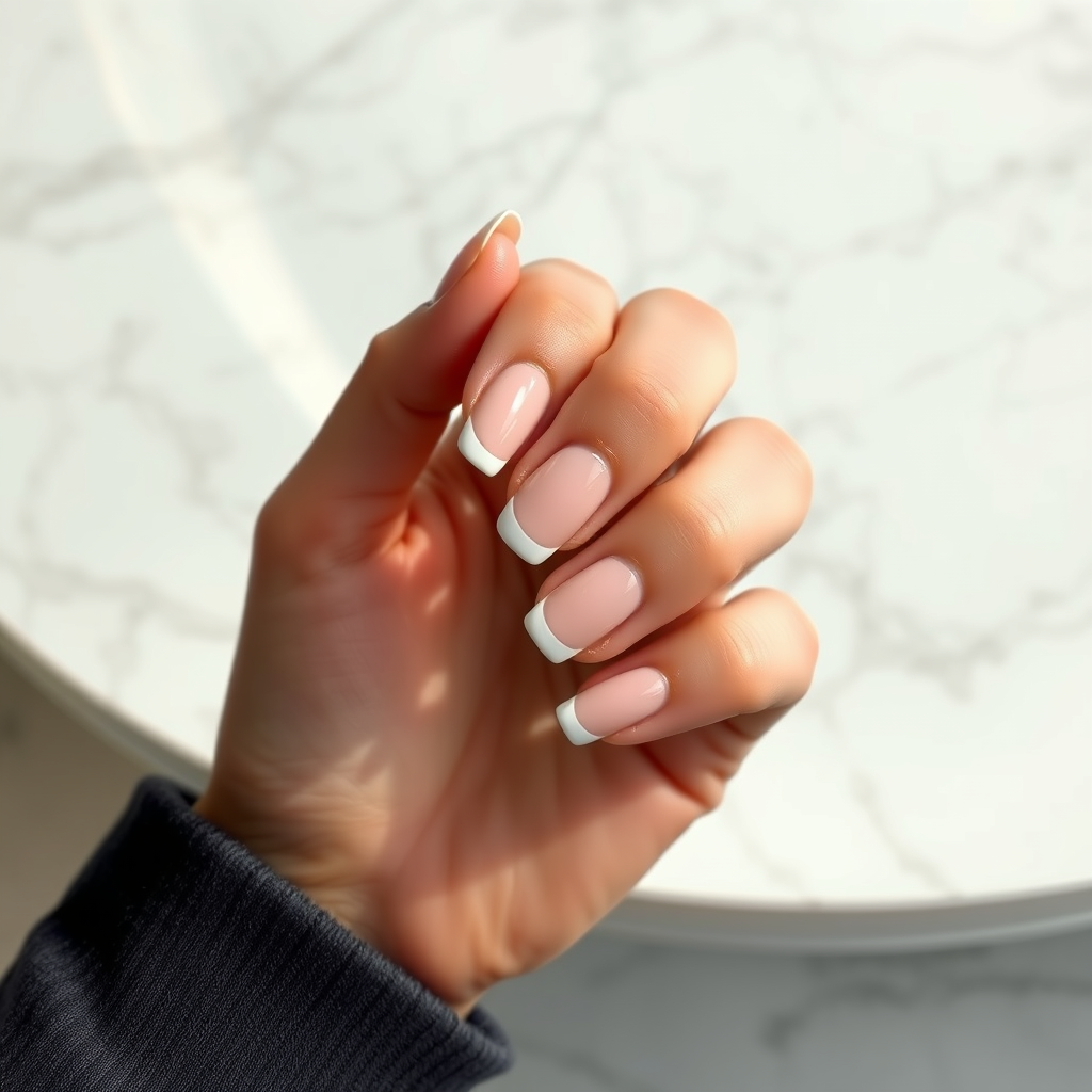 The Classic French: Pristine white tips on a sheer pink or nude base – elegance personified.