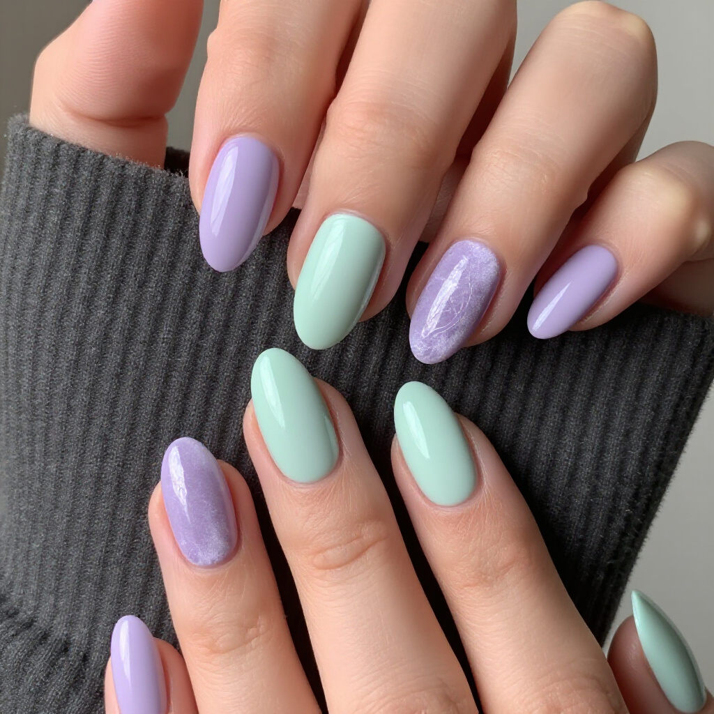Playful Doodles and Swirls on Trendy Almond Abstract Nails - almond abstract nails