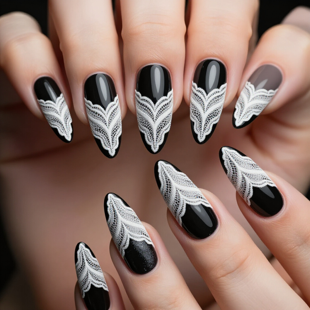 Ombre Gradients Meet Abstract Art on Almond Shaped Nails - almond abstract nails