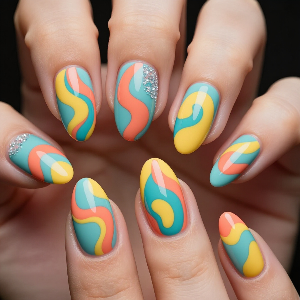 Textured Finishes for Unique Almond Abstract Nail Creations - almond abstract nails