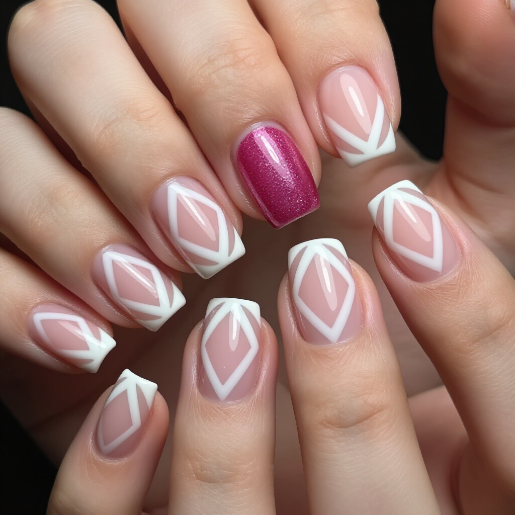 Bold & Beautiful Pink Short Abstract Nails for a Statement - pink short abstract nails