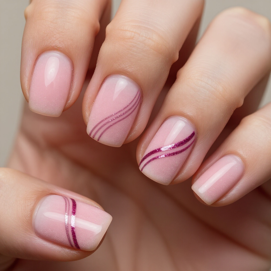 Playful Pastel Pink Short Abstract Nail Art Ideas - pink short abstract nails
