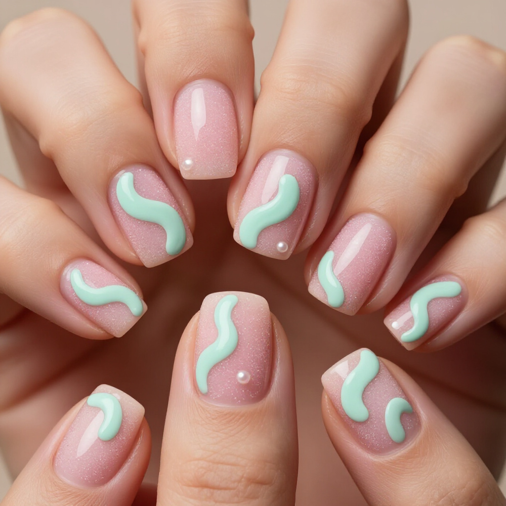 Vibrant Magenta & Fuchsia Pink Short Abstract Nail Inspiration - pink short abstract nails