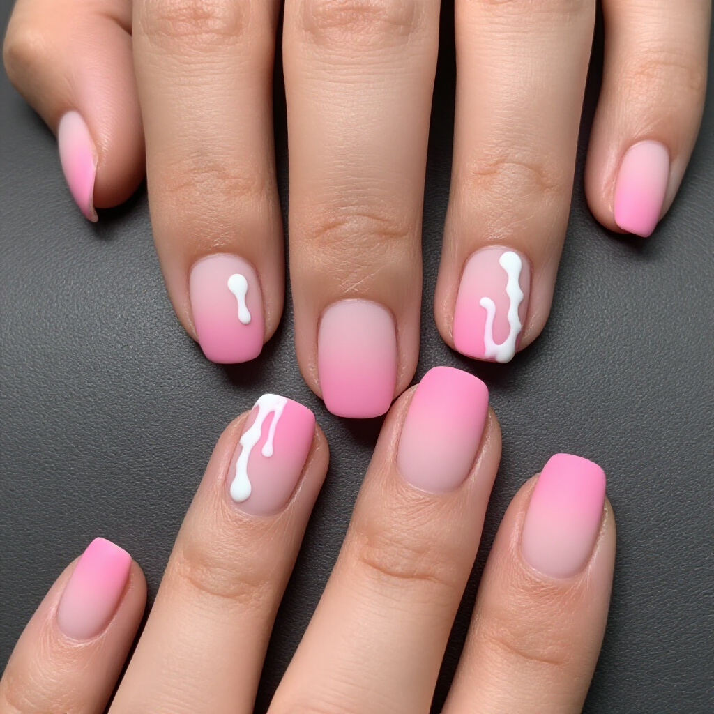 Cute and Quirky Pink Short Abstract Nail Art Variations - pink short abstract nails
