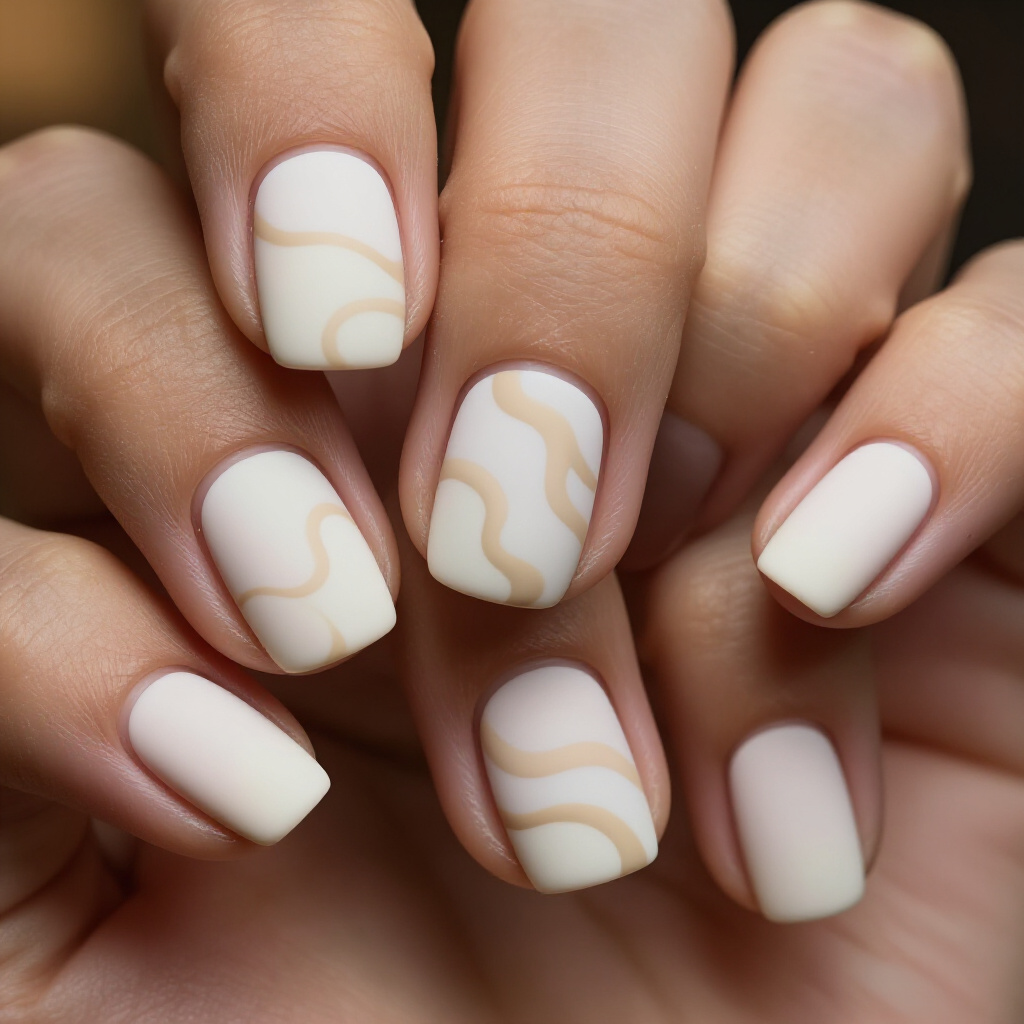 Negative Space White Short Abstract Nail Art Ideas - white short abstract nails