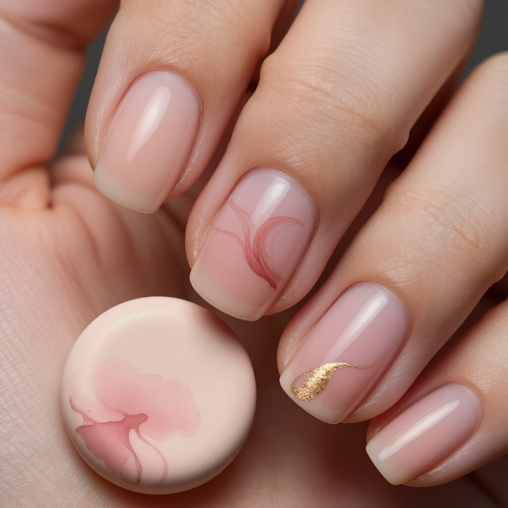 Bold Geometric Patterns on Nude Short Abstract Nails - nude short abstract nails
