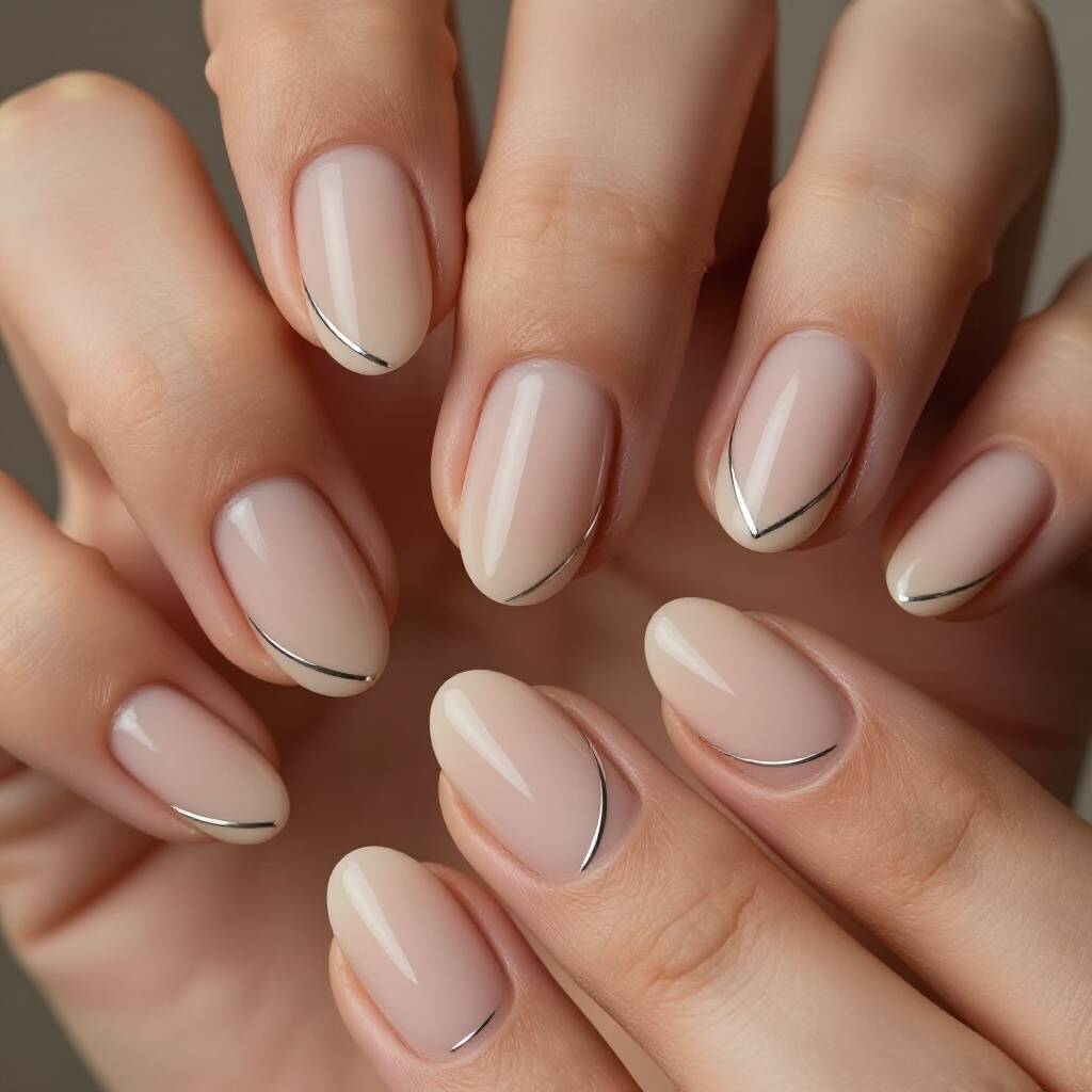 Soft Swirls and Marbling for Nude Short Abstract Nails - nude short abstract nails
