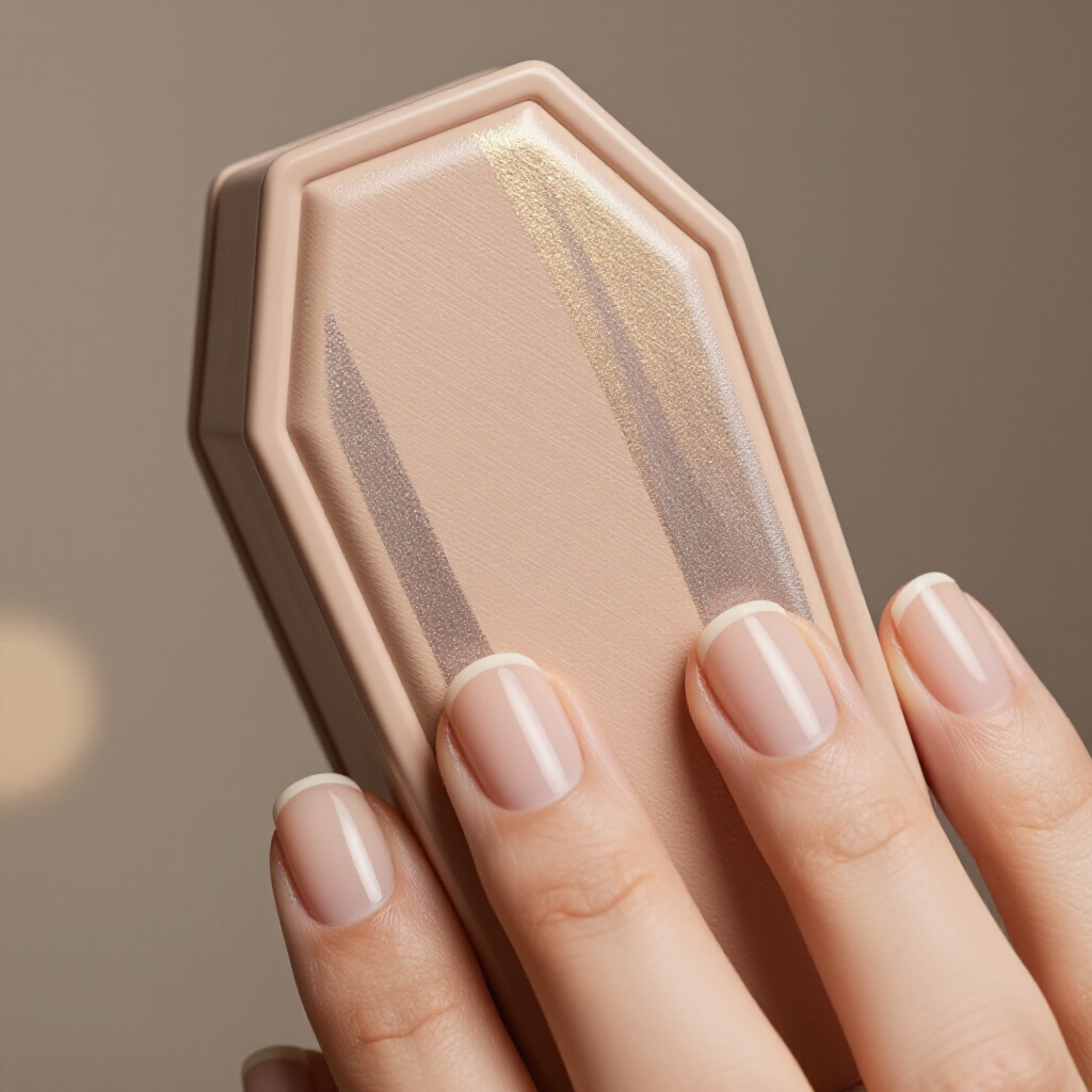 Metallic Accents Elevate Nude Short Abstract Nail Art - nude short abstract nails