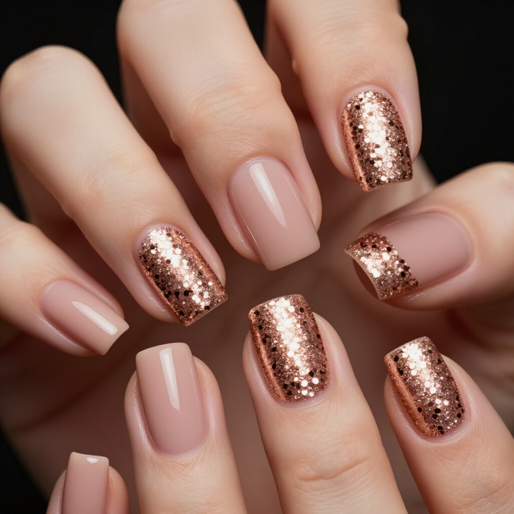 Playful Dot and Dash Patterns for Nude Short Abstract Nails - nude short abstract nails