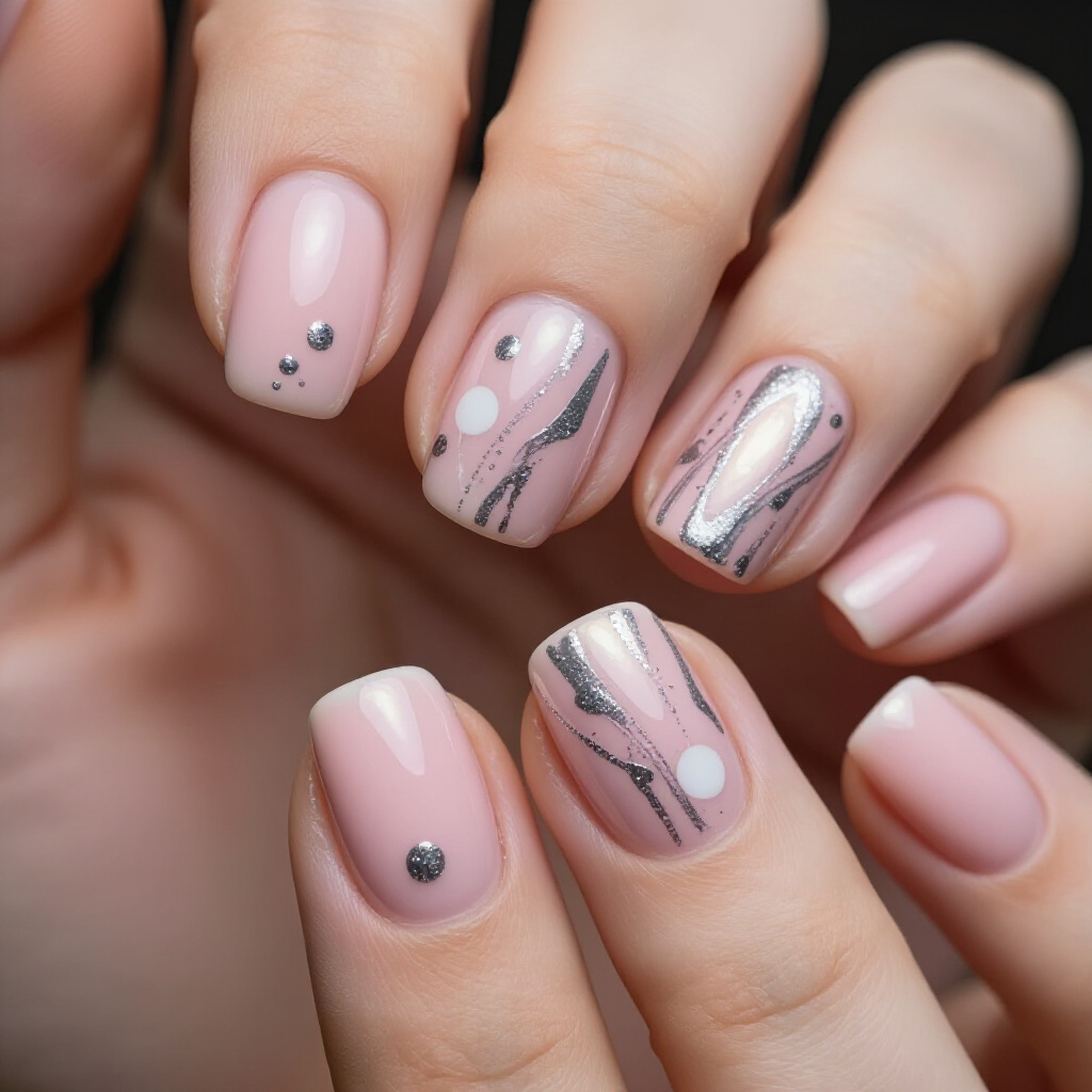 Minimalist Pink Short Classy Abstract Nail Art: Subtle Sophistication - pink short classy abstract nails