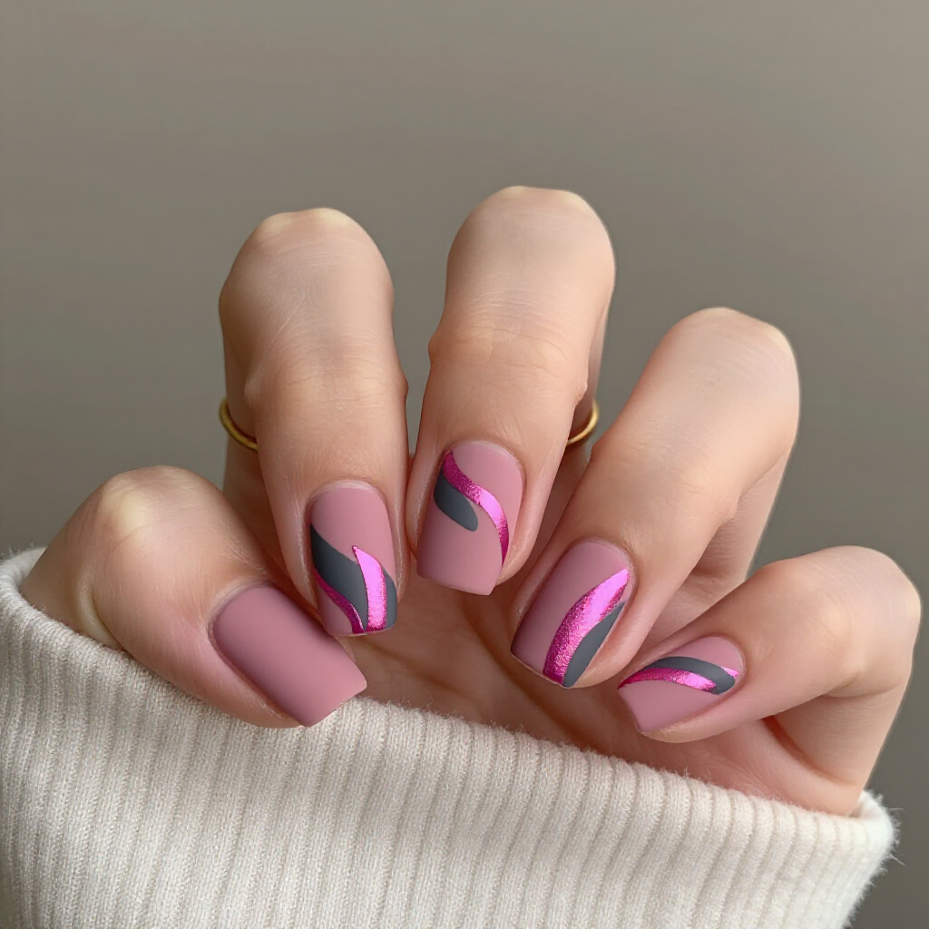 Soft and Subtle Pink Abstract Nails for a Classy Look - pink short classy abstract nails