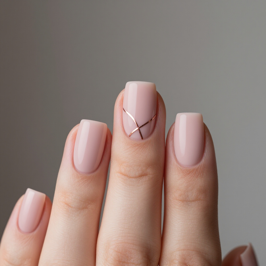 Chic Pink Short Simple Abstract Nails with Minimalist Lines - pink short simple abstract nails
