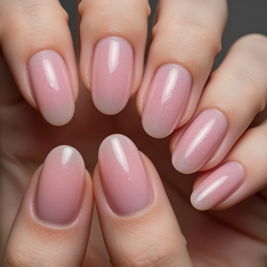 Soft Blush Pink Short Simple Abstract Nails with Swirls - pink short simple abstract nails