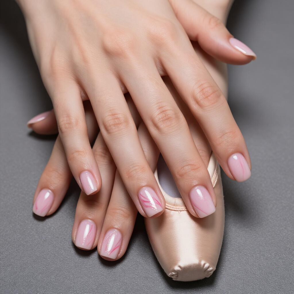 Hot Pink Short Simple Abstract Nails with Negative Space - pink short simple abstract nails