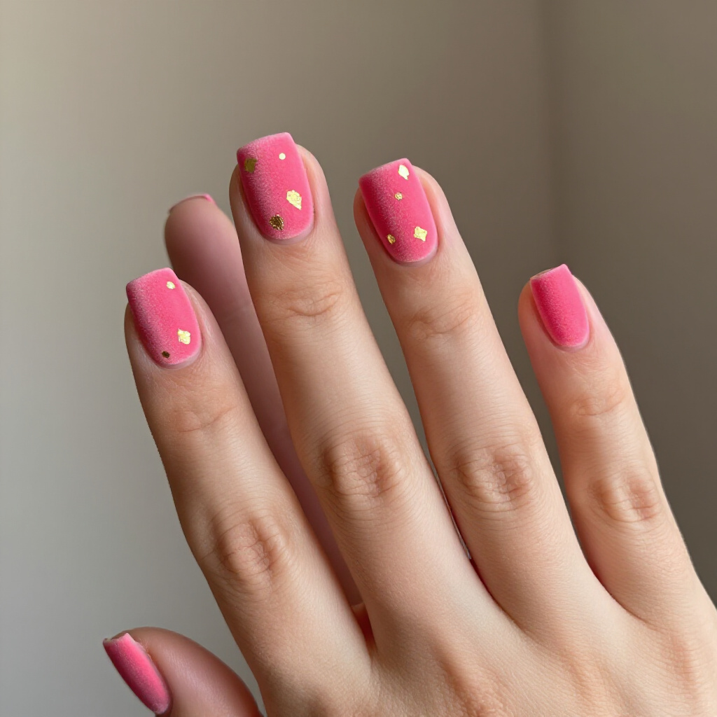Sweet Pink Short Cute Abstract Nails with Glitter Accents - pink short cute abstract nails