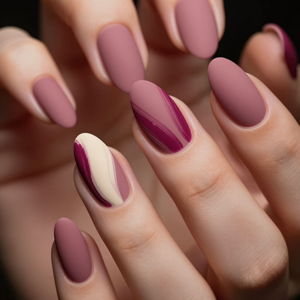Dreamy Pink Short Cute Abstract Nails with Wavy Patterns - pink short cute abstract nails