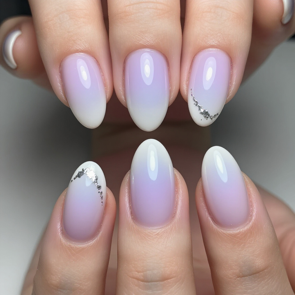 Chic White Almond Abstract Nails with Minimalist Lines - white almond abstract nails
