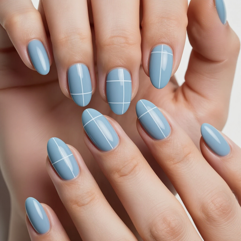 Monochromatic Magic: White Almond Abstract Nails with Varying Tones - white almond abstract nails