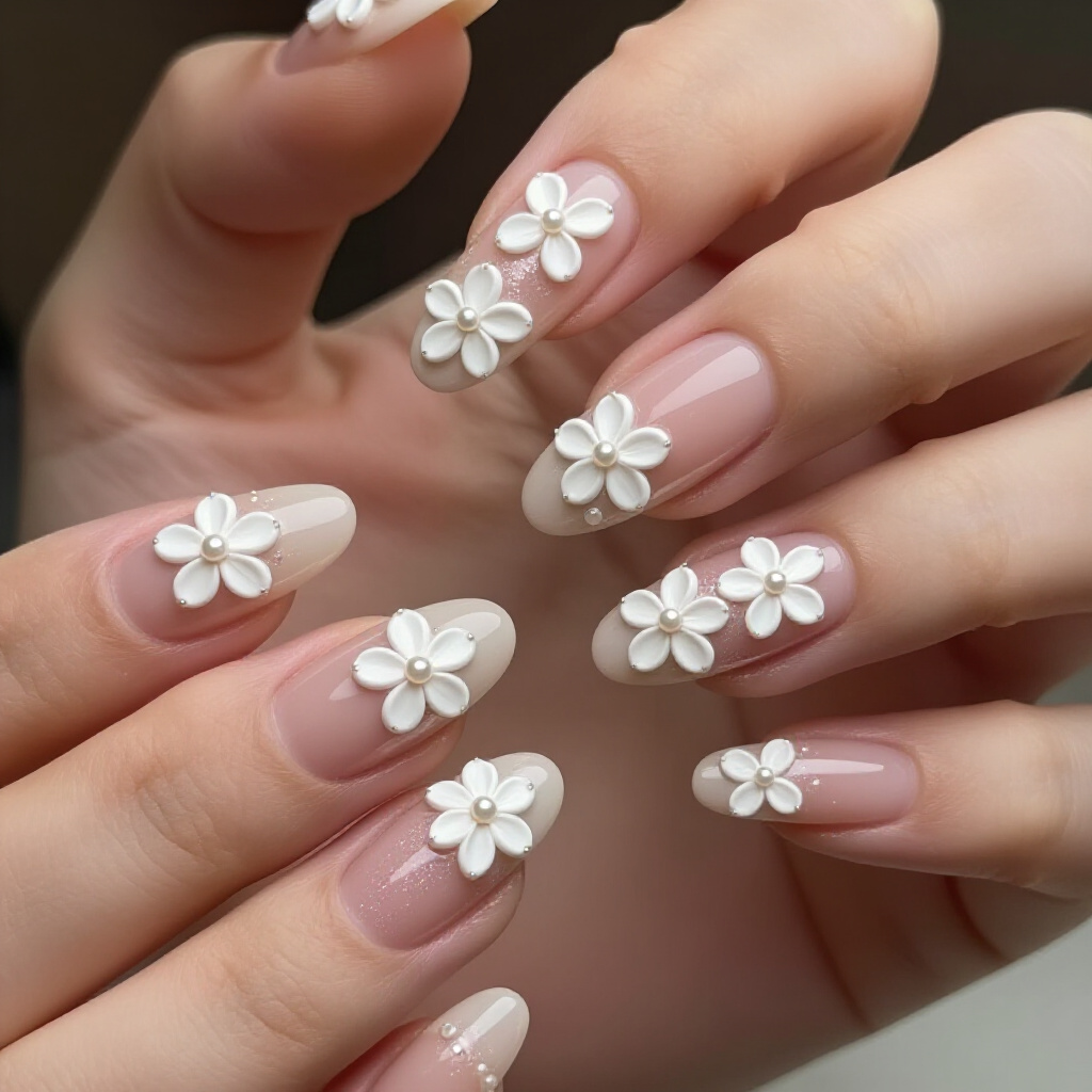 Bold Geometry: Striking Nude Almond Abstract Nail Art Trends - nude almond abstract nails