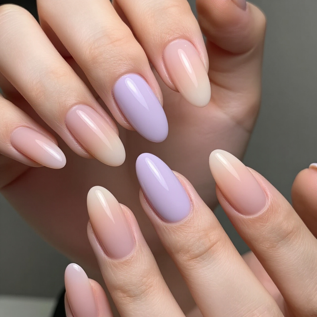 Marble Meets Modern: Luxe Nude Almond Abstract Nail Looks - nude almond abstract nails