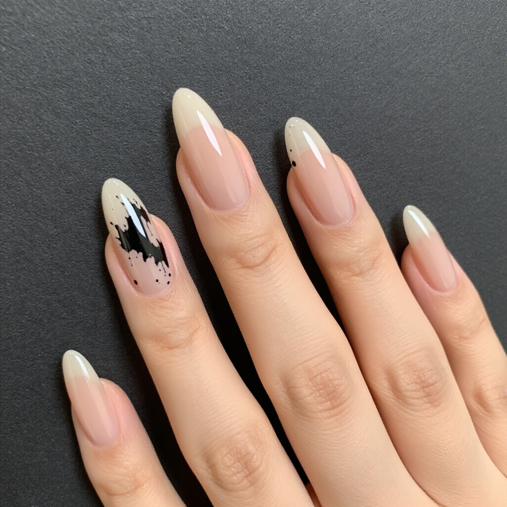 Nature-Inspired Abstracts: Organic Nude Almond Abstract Nails - nude almond abstract nails