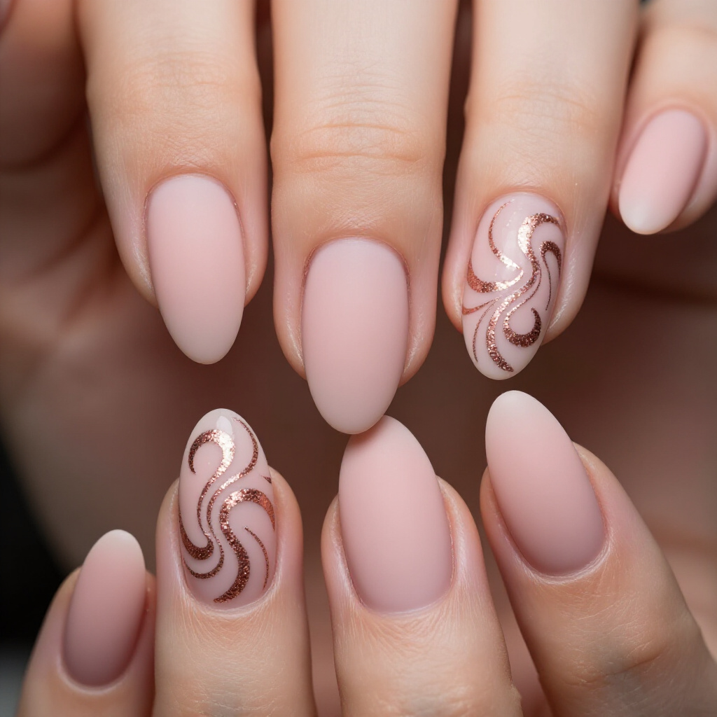 Embrace the Elegance of Pink Almond Classy Abstract Nails - pink almond classy abstract nails