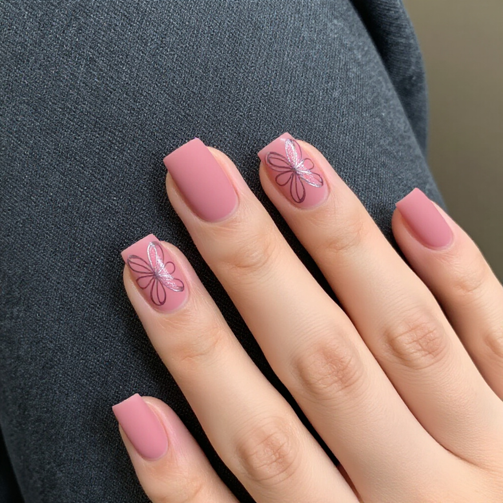 Metallic Touches Elevate Pink Almond Classy Abstract Nails - pink almond classy abstract nails