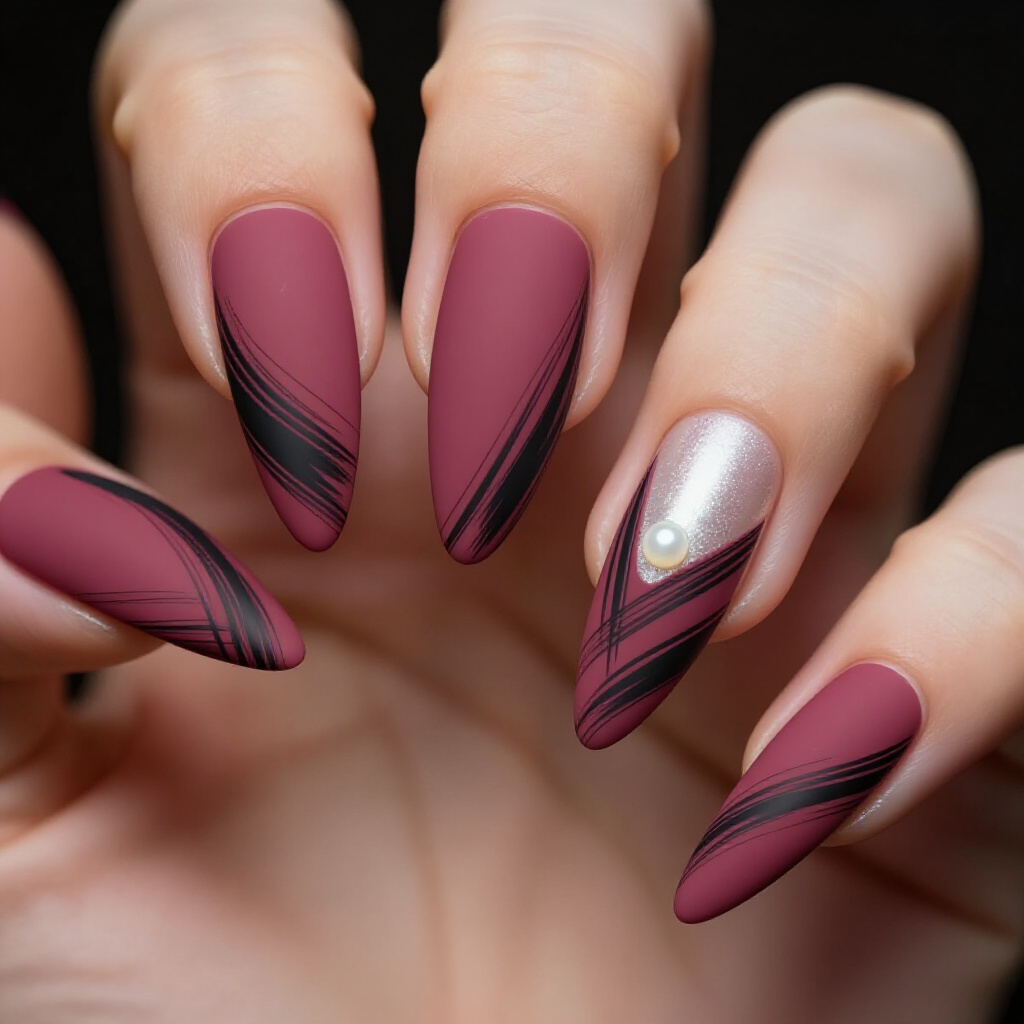Discover Unique Color Combinations for Pink Almond Abstract Art - pink almond classy abstract nails