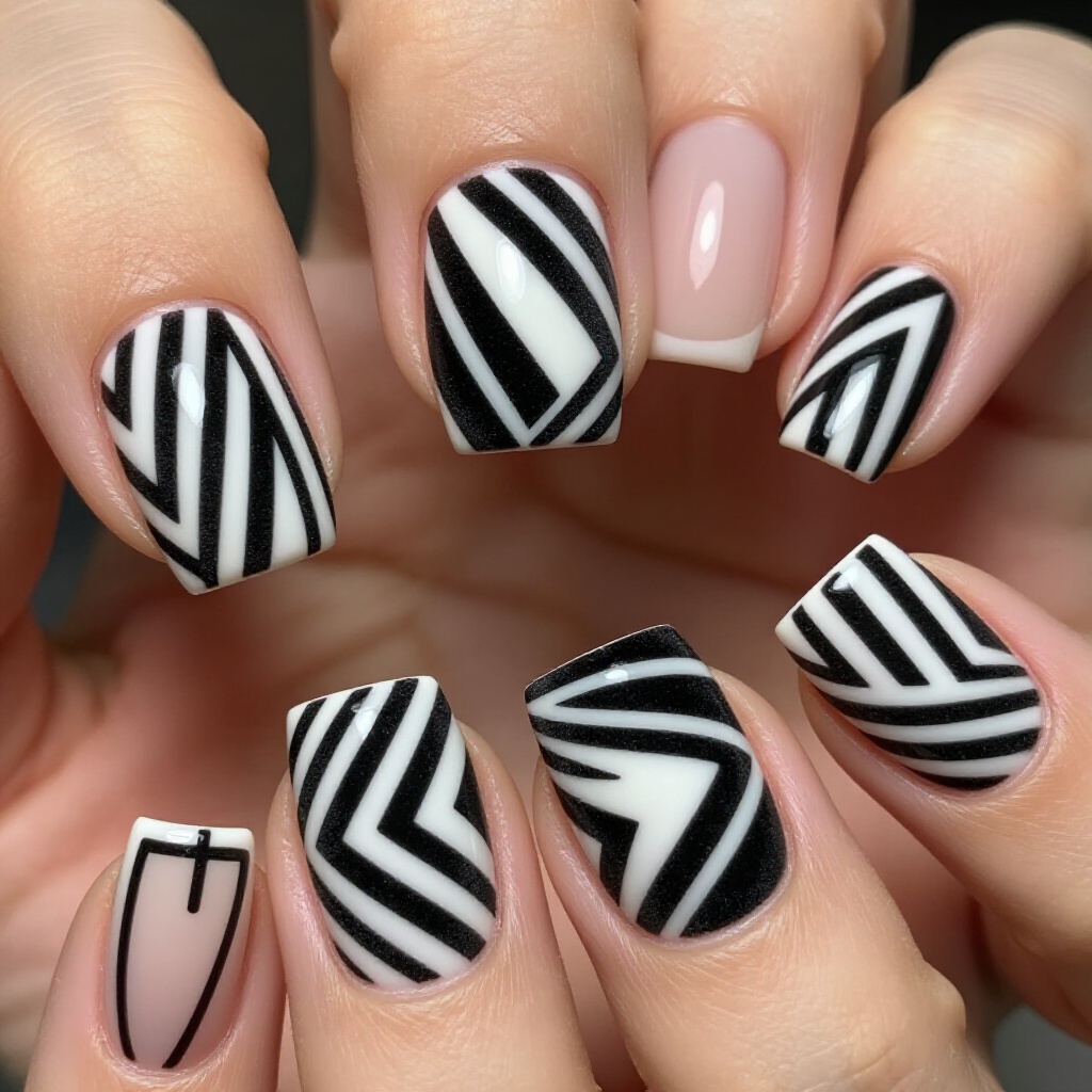 Bold Brushstroke Abstract Nails: Wearable Art - abstract nails