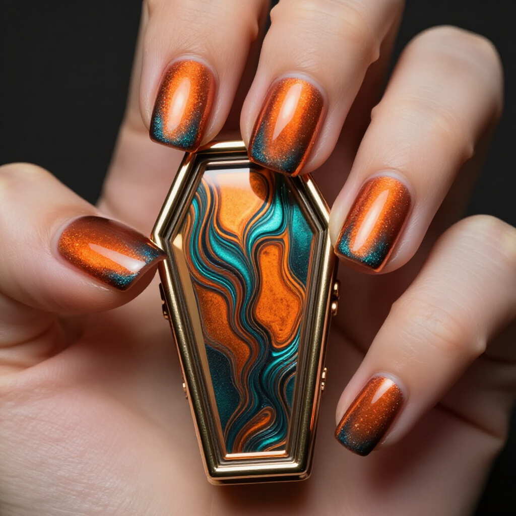 Metallic & Chrome Abstract Nails for a Futuristic Glow - abstract nails