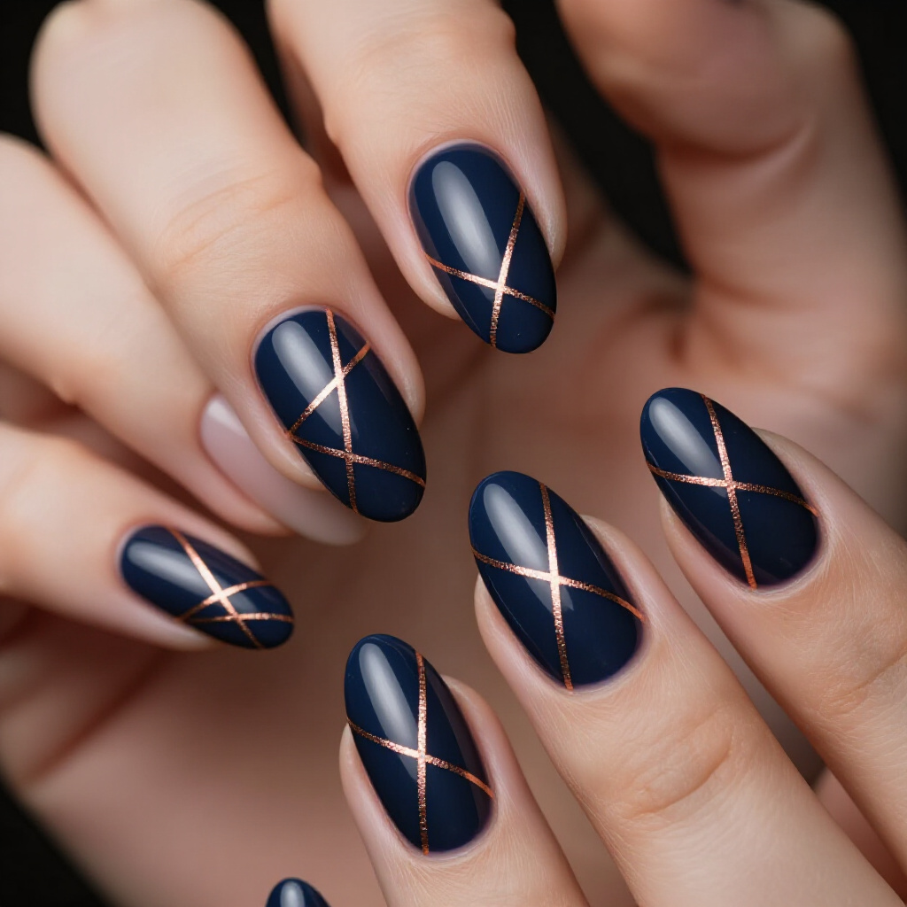Metallic Accents and Foil Details on Abstract Nail Art - abstract nails