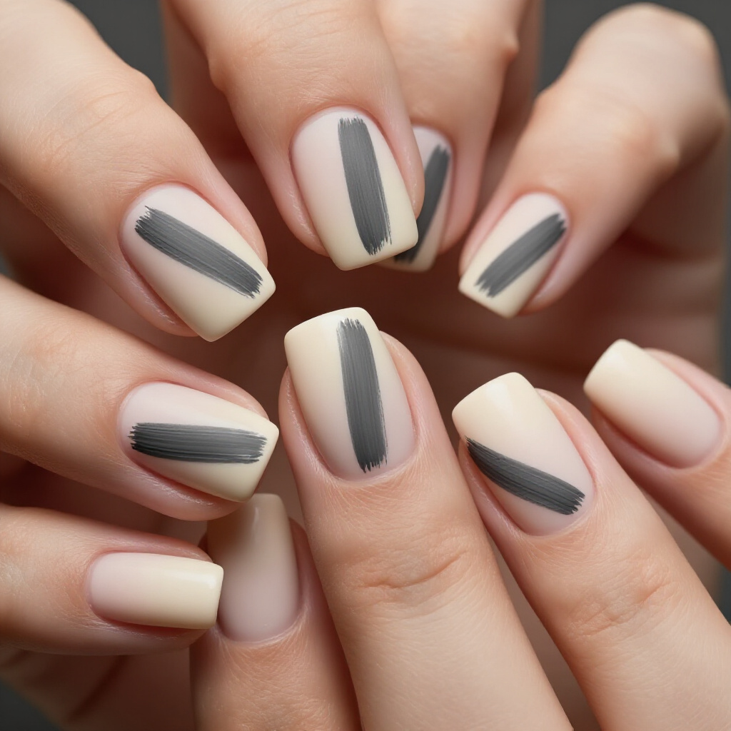 Chic Geometric Nude Short Simple Abstract Nails for Effortless Style - nude short simple abstract nails