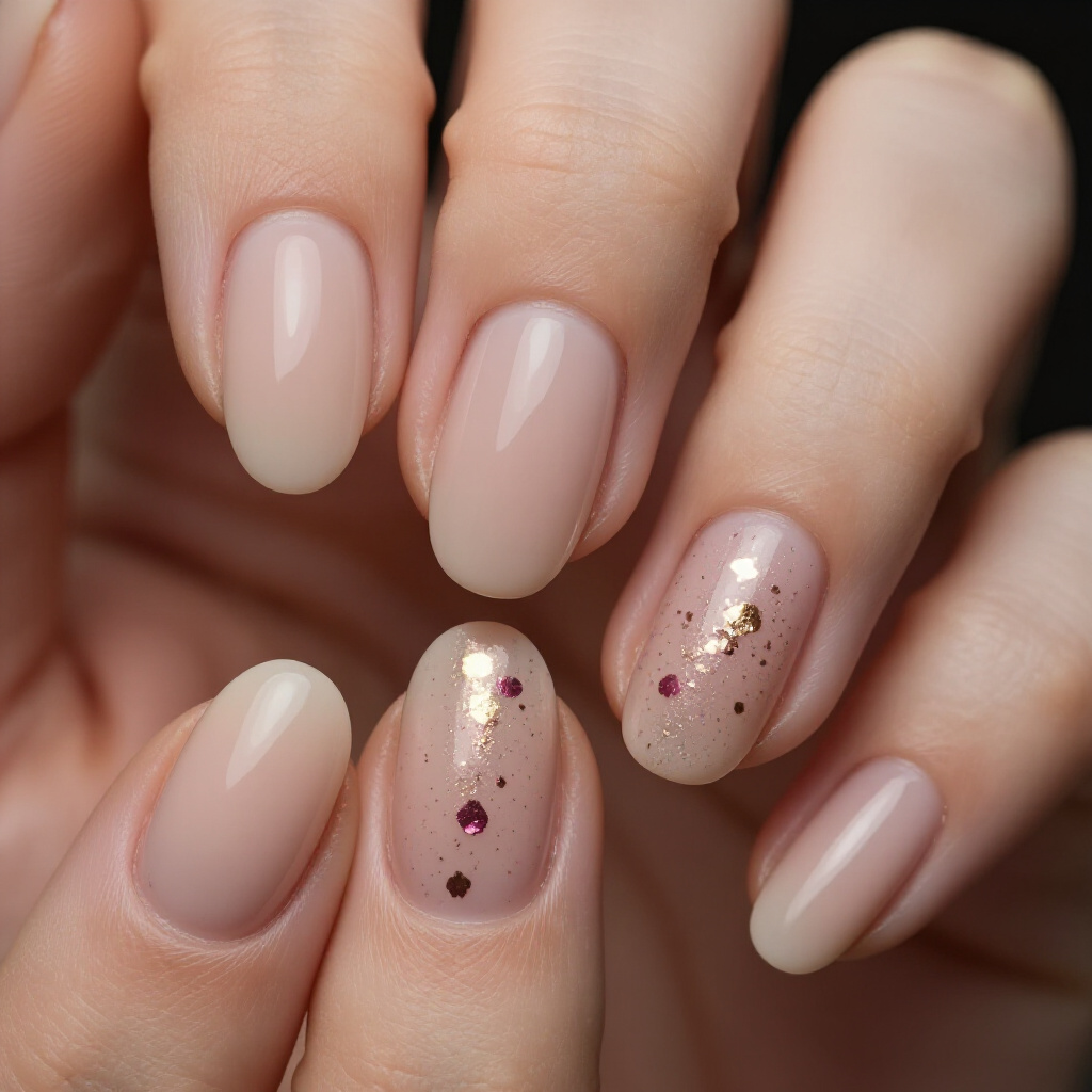 Minimalist Swirls on Nude Short Simple Abstract Nails: Subtle Artistry - nude short simple abstract nails