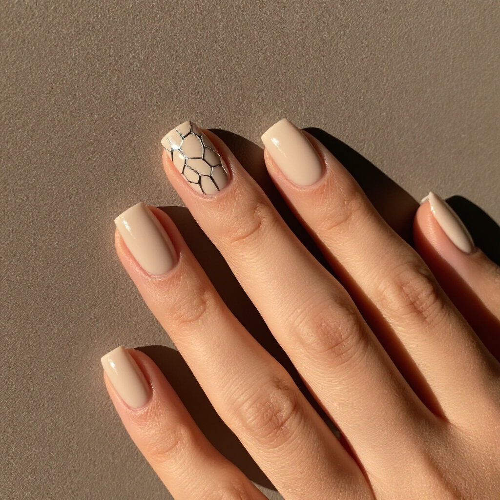Color Blocking with Nude Short Simple Abstract Nails: Bold Yet Balanced - nude short simple abstract nails