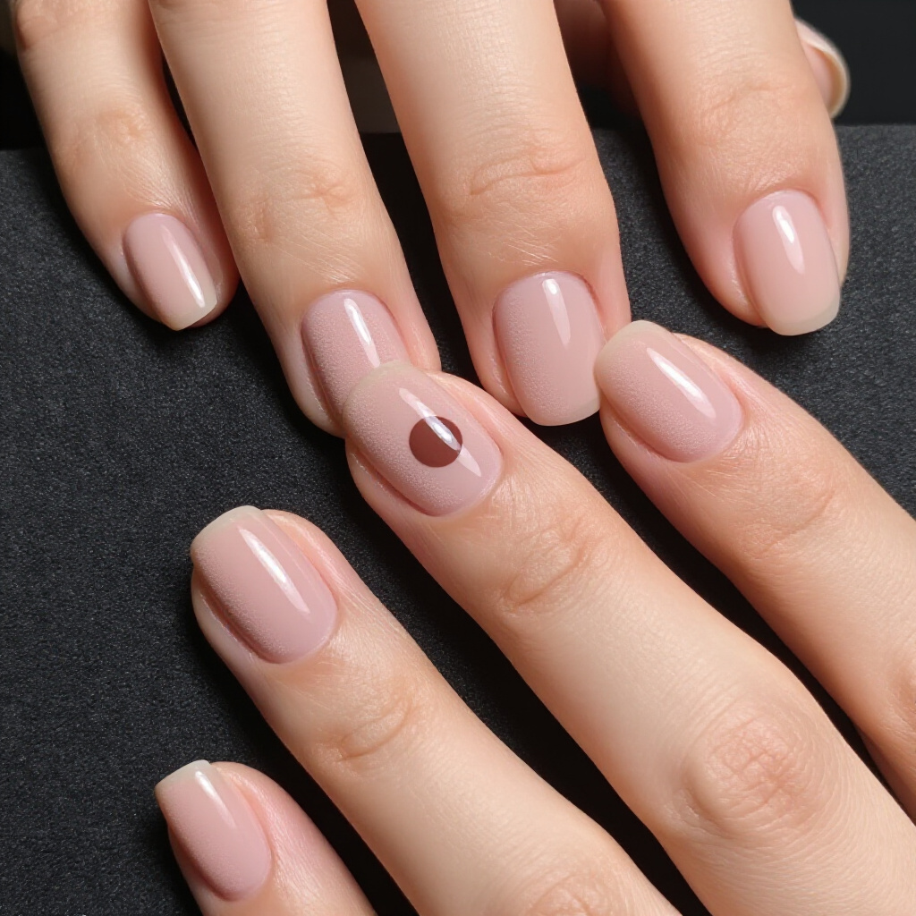 Negative Space Art on Nude Short Simple Abstract Nails: Modern Sophistication - nude short simple abstract nails