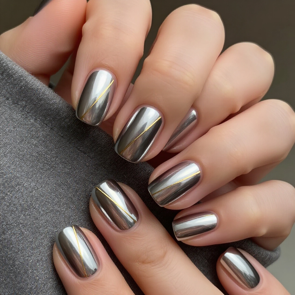 Multi-Chrome Magic on Short Nail Shapes - short chrome nails