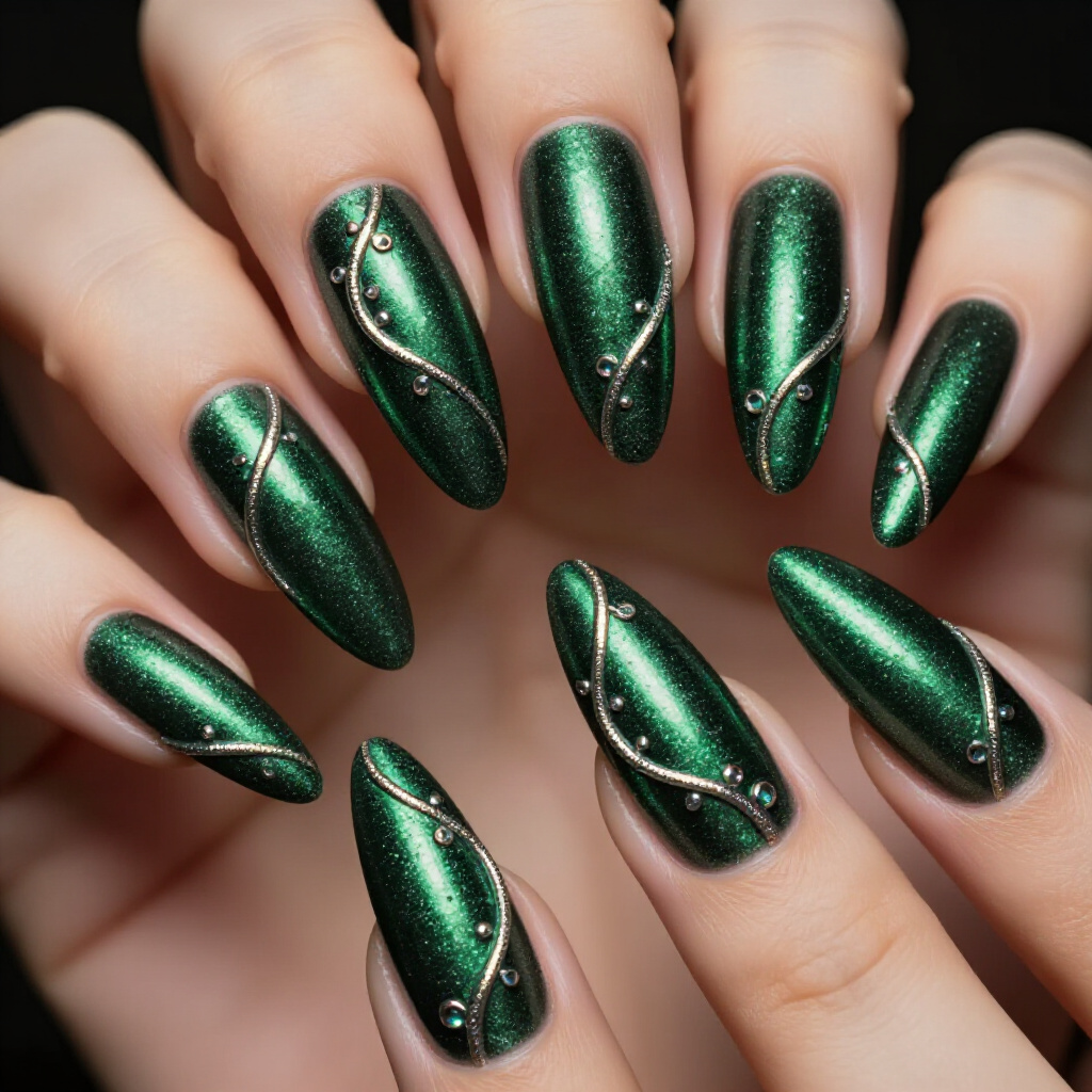 Glitter and Chrome Fusion for Glamorous Short Nails - short chrome nails
