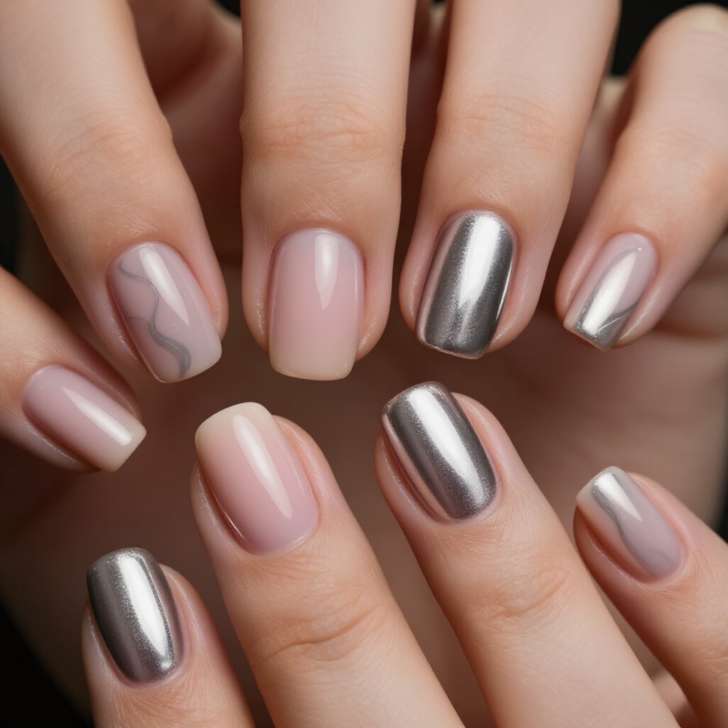 Elegant Ombre Pink Short Chrome Nail Looks for 2026 - pink short chrome nails